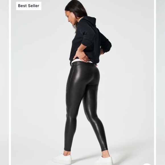 Spanx Faux Leather Leggings in Black - Picture 3 of 11